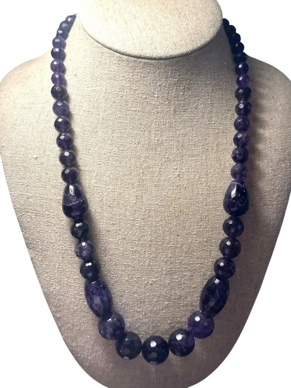 Jay King Amethyst Beaded Necklace Sterling Silver DTR Faceted 22” 96g Timeless